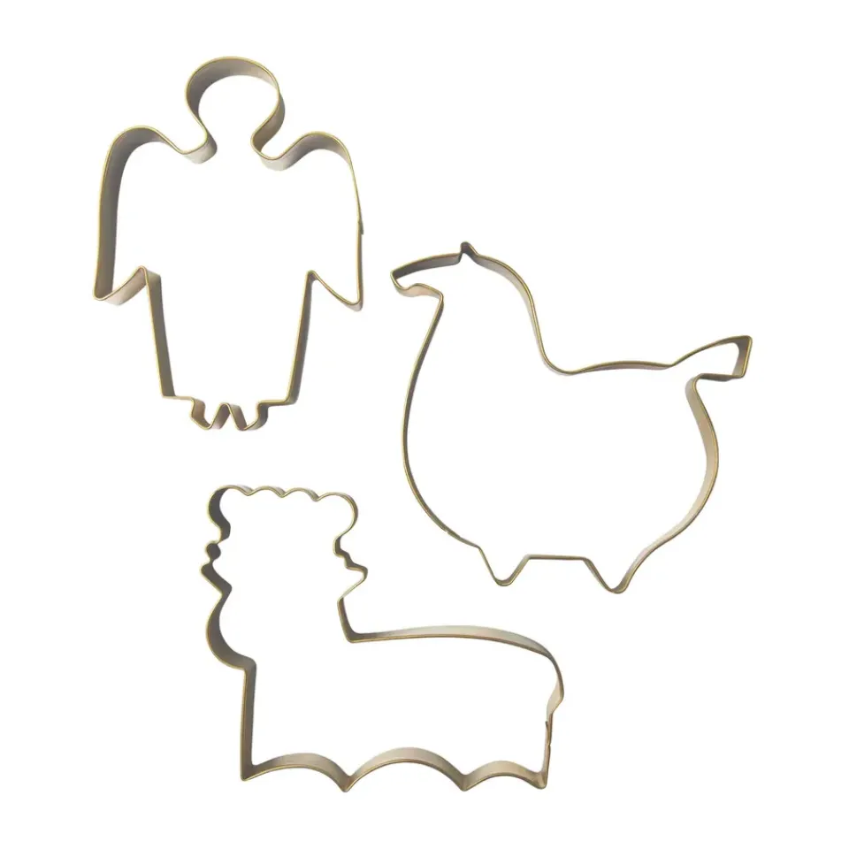 Cookie/Biscuit Cutters & Cake Tins^Pluto Design Stig L gingerbread mould 3 pieces, Gold Gold-coloured