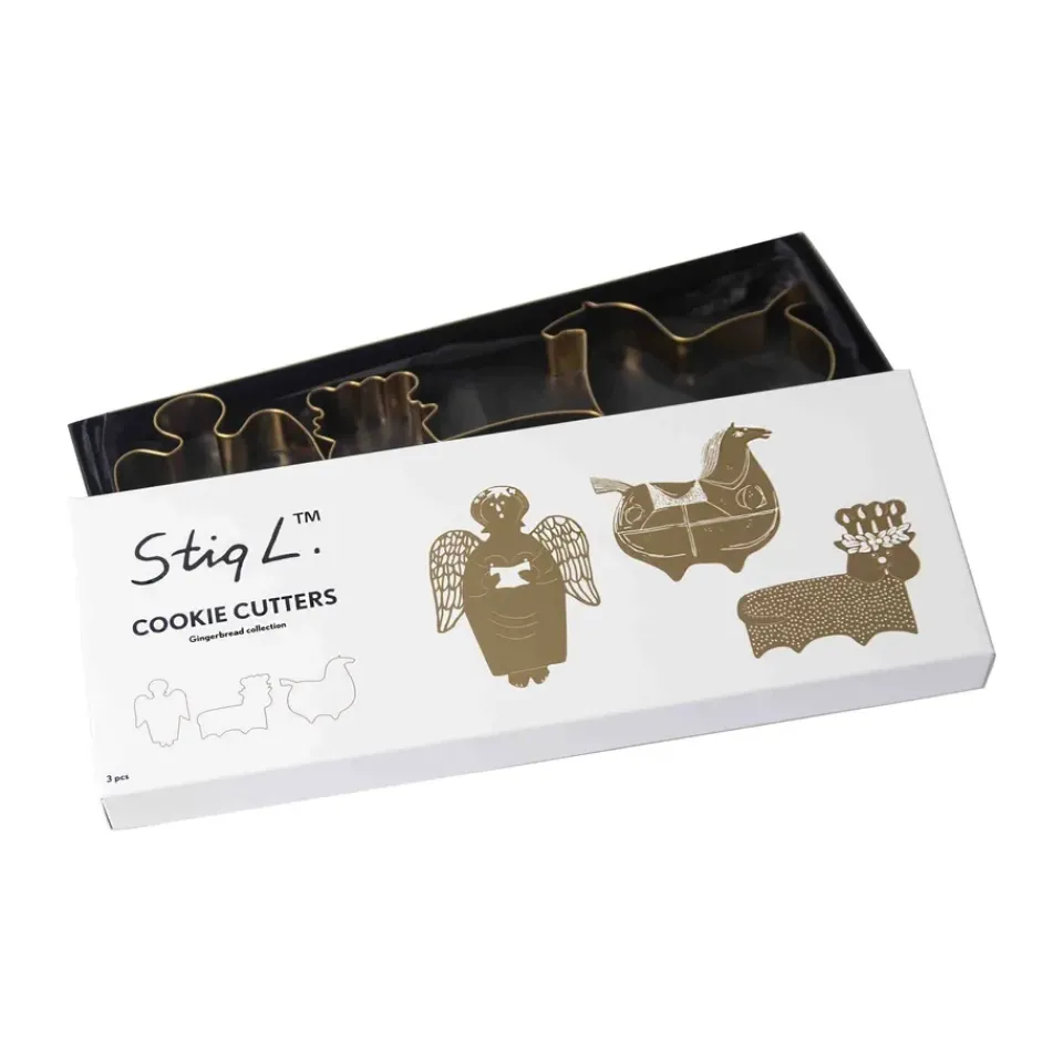 Cookie/Biscuit Cutters & Cake Tins^Pluto Design Stig L gingerbread mould 3 pieces, Gold Gold-coloured