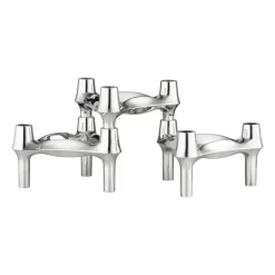 Candle Holders^STOFF Nagel BMF candle holder 3-pack, Chrome Silver-coloured