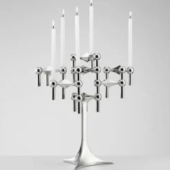 Hot STOFF Nagel candle stand, Chrome Silver-coloured