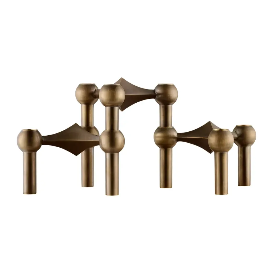 Discount STOFF Nagel candle sticks 3-pack, Bronzed brass Brown