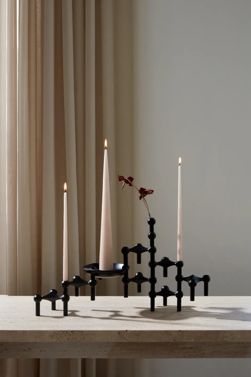 Candle Holders^STOFF Nagel candle sticks 3-pack, Black