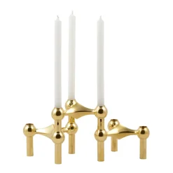 STOFF Nagel candle sticks 3-pack, brass Gold-coloured