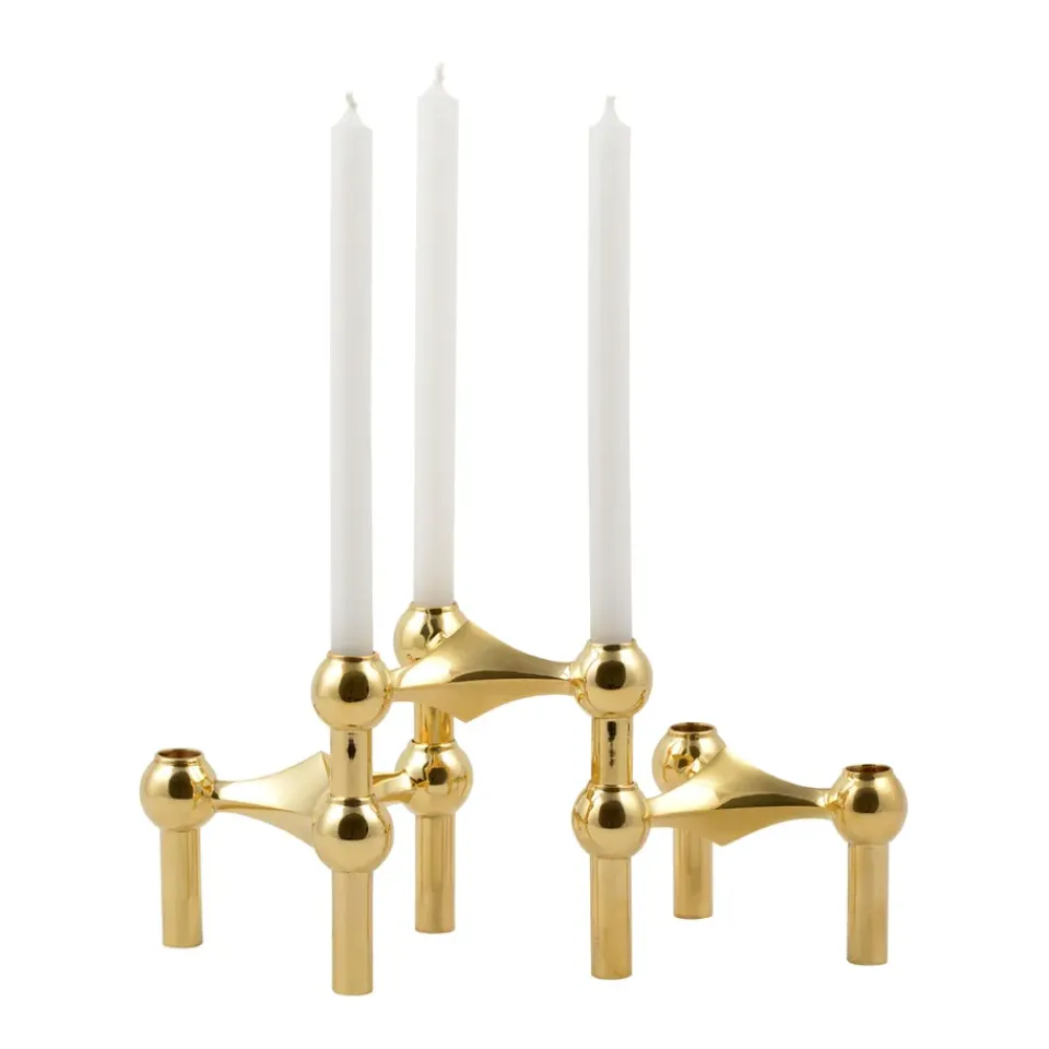 STOFF Nagel candle sticks 3-pack, brass Gold-coloured