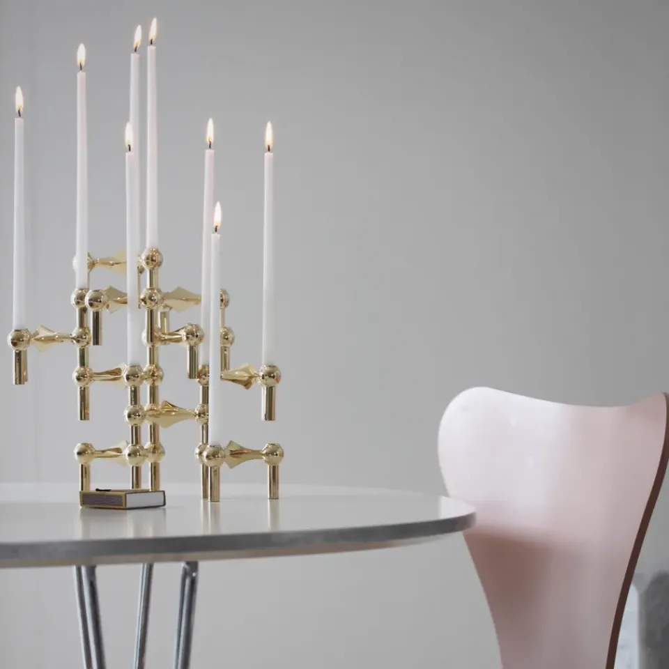 STOFF Nagel candle sticks 3-pack, brass Gold-coloured