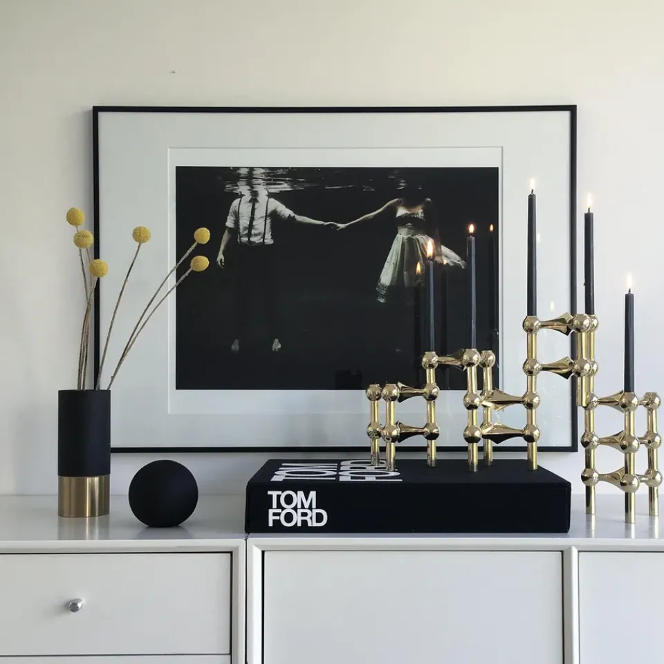 STOFF Nagel candle sticks 3-pack, brass Gold-coloured