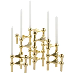 STOFF Nagel candle sticks 3-pack, brass Gold-coloured