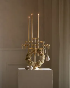 STOFF Nagel candle sticks 3-pack, brass Gold-coloured
