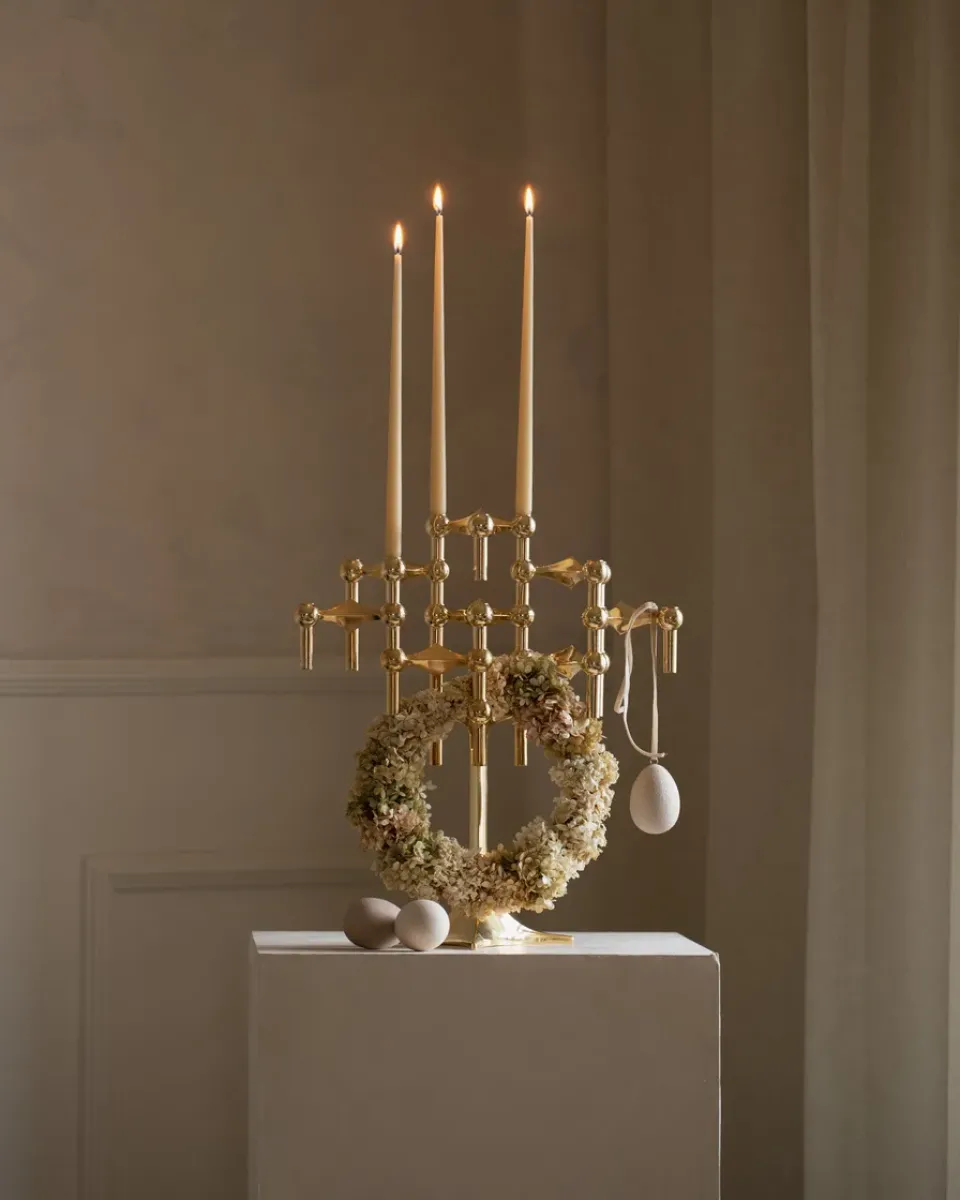 STOFF Nagel candle sticks 3-pack, brass Gold-coloured