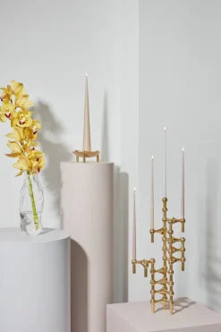 STOFF Nagel candle sticks 3-pack, brass Gold-coloured