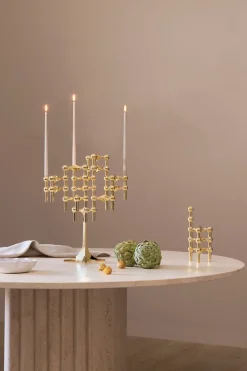 STOFF Nagel candle sticks 3-pack, brass Gold-coloured
