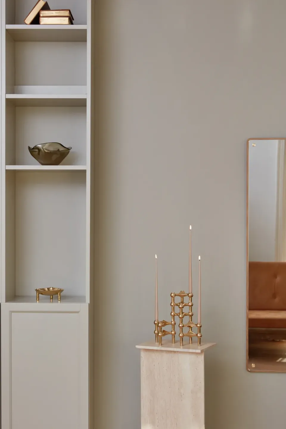 STOFF Nagel candle sticks 3-pack, brass Gold-coloured
