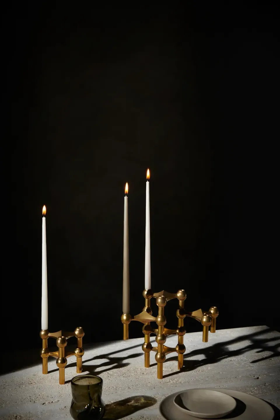 STOFF Nagel candle sticks 3-pack, brass Gold-coloured