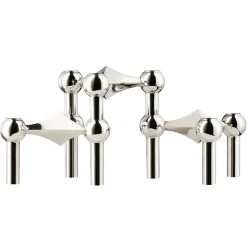 Candle Holders^STOFF Nagel candle sticks 3-pack, chromium Silver-coloured