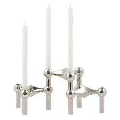 Candle Holders^STOFF Nagel candle sticks 3-pack, chromium Silver-coloured