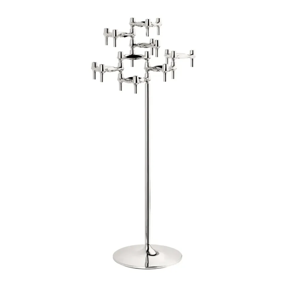 Best STOFF Nagel floor candle sticks 70 cm, Chrome Silver-coloured