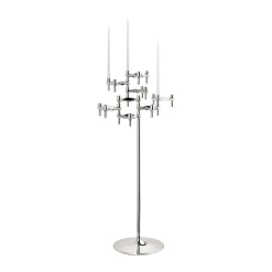 Best STOFF Nagel floor candle sticks 70 cm, Chrome Silver-coloured