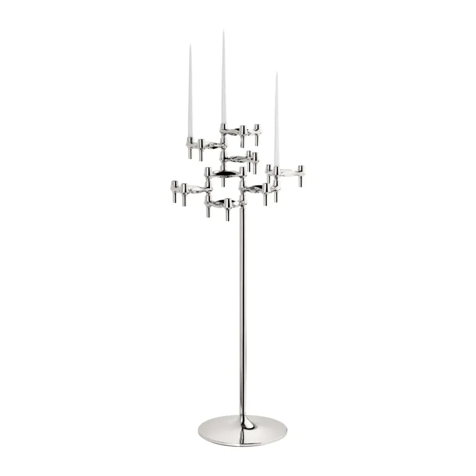 Best STOFF Nagel floor candle sticks 70 cm, Chrome Silver-coloured