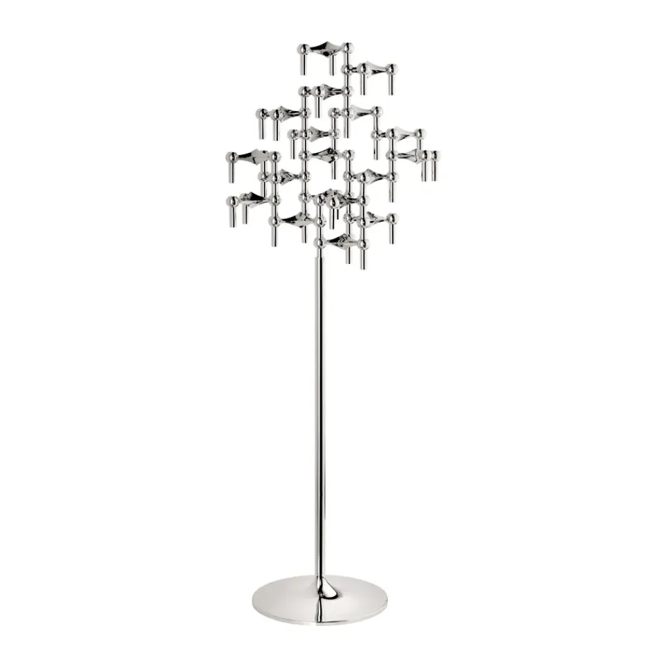 Best STOFF Nagel floor candle sticks 70 cm, Chrome Silver-coloured