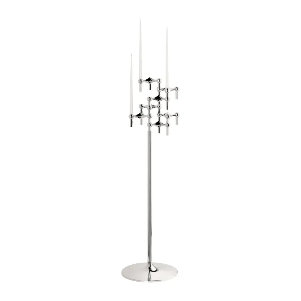 Best STOFF Nagel floor candle sticks 70 cm, Chrome Silver-coloured