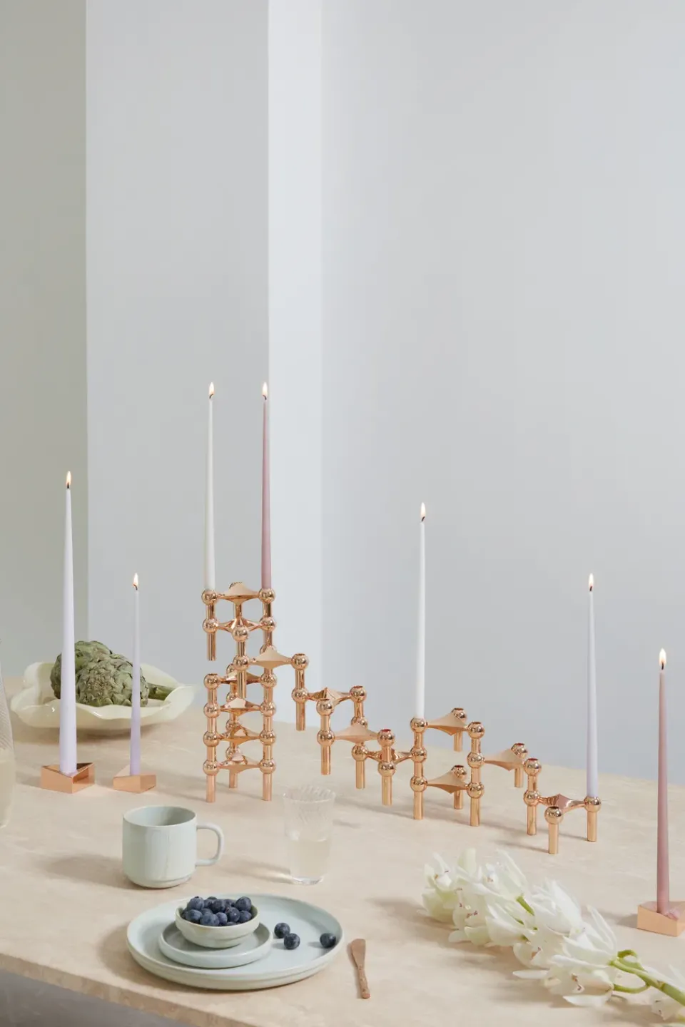 STOFF tapered candle by ester & erik 6-pack, dusty rose Pink