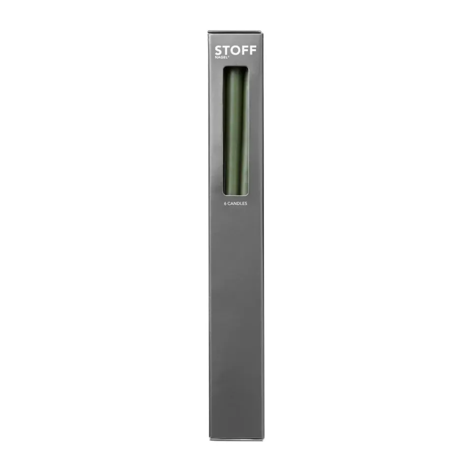STOFF tapered candle by ester & erik 6-pack, Dusty Green
