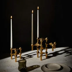 Candles^STOFF tapered candle by ester & erik 6-pack, Taupe BeigeGrey