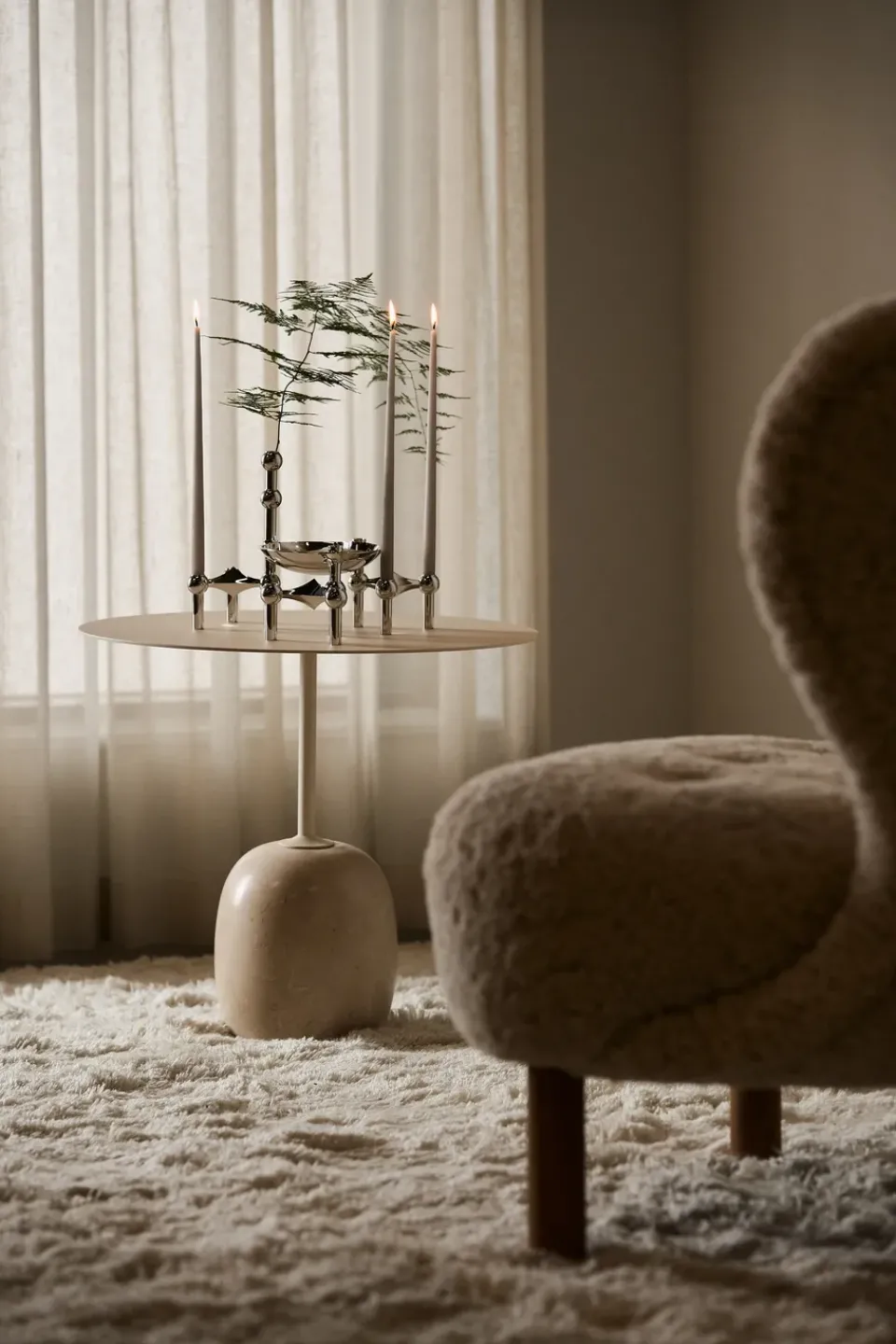 Candles^STOFF tapered candle by ester & erik 6-pack, sand Beige