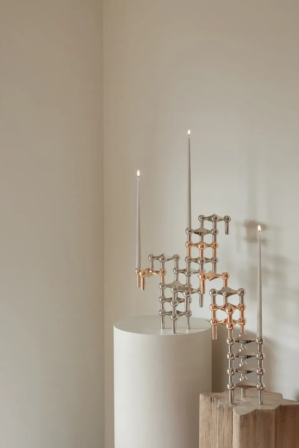 Candles^STOFF tapered candle by ester & erik 6-pack, sand Beige
