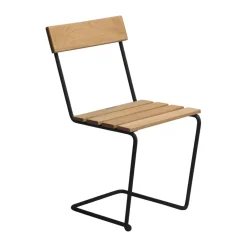 Balcony Furniture^Grythyttan Stålmöbler Stol 1 chair, Oiled oak-black BeigeBlack