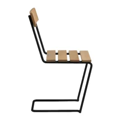 Balcony Furniture^Grythyttan Stålmöbler Stol 1 chair, Oiled oak-black BeigeBlack
