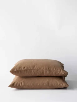 Discount Tell Me More Stonewashed linen pillowcase 50x60 cm 2-pack, Hazelnut Brown