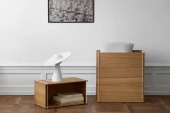 Hot MOEBE Storage box oak 33x60 cm, Wood. white BrownWhite