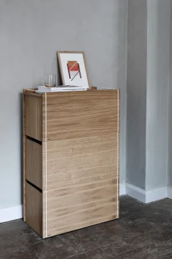 Hot MOEBE Storage box oak 33x60 cm, Wood. white BrownWhite