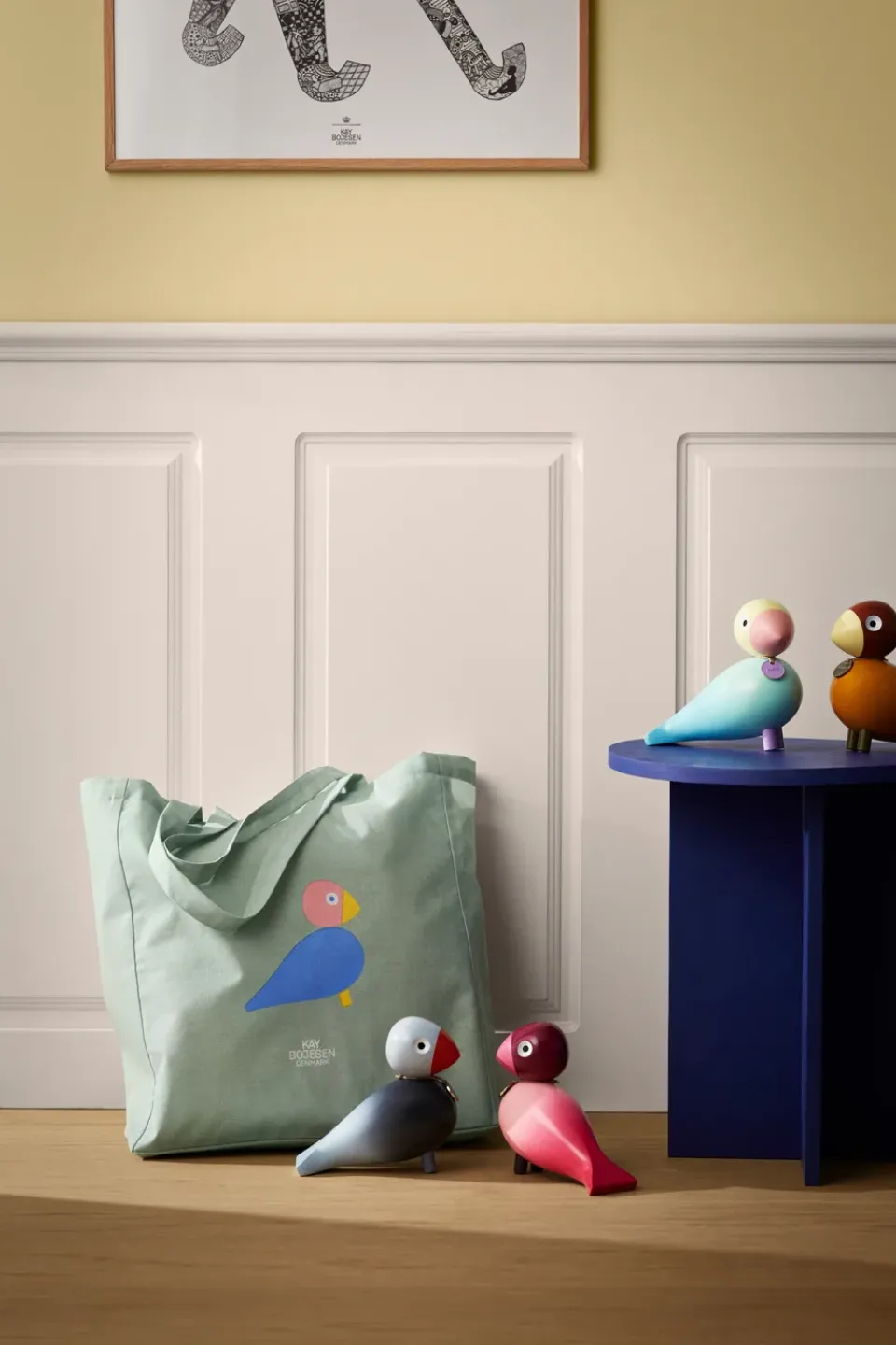 Wooden Figures^Kay Bojesen Denmark Story bird, Joy Blue