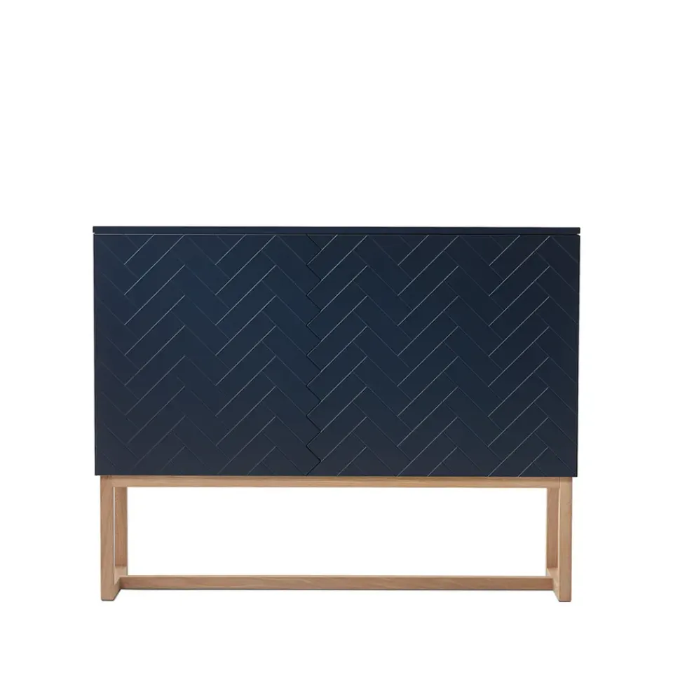 Hot A2 Story Side table, Midnight , white oiled oak stand Blue