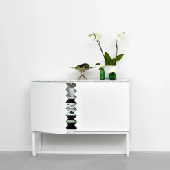 Hot A2 Story Side table, Midnight , white oiled oak stand Blue