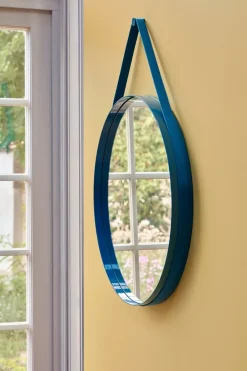 Sale HAY Strap Mirror Ø70 cm, Blue