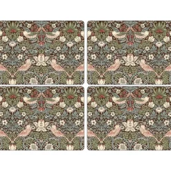 Hot Pimpernel Strawberry Thief Placemats 30x40 cm 4 pack, Brown