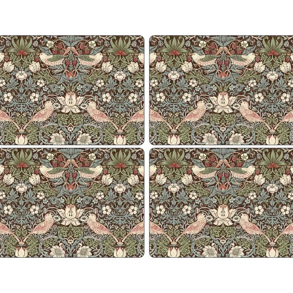 Hot Pimpernel Strawberry Thief Placemats 30x40 cm 4 pack, Brown