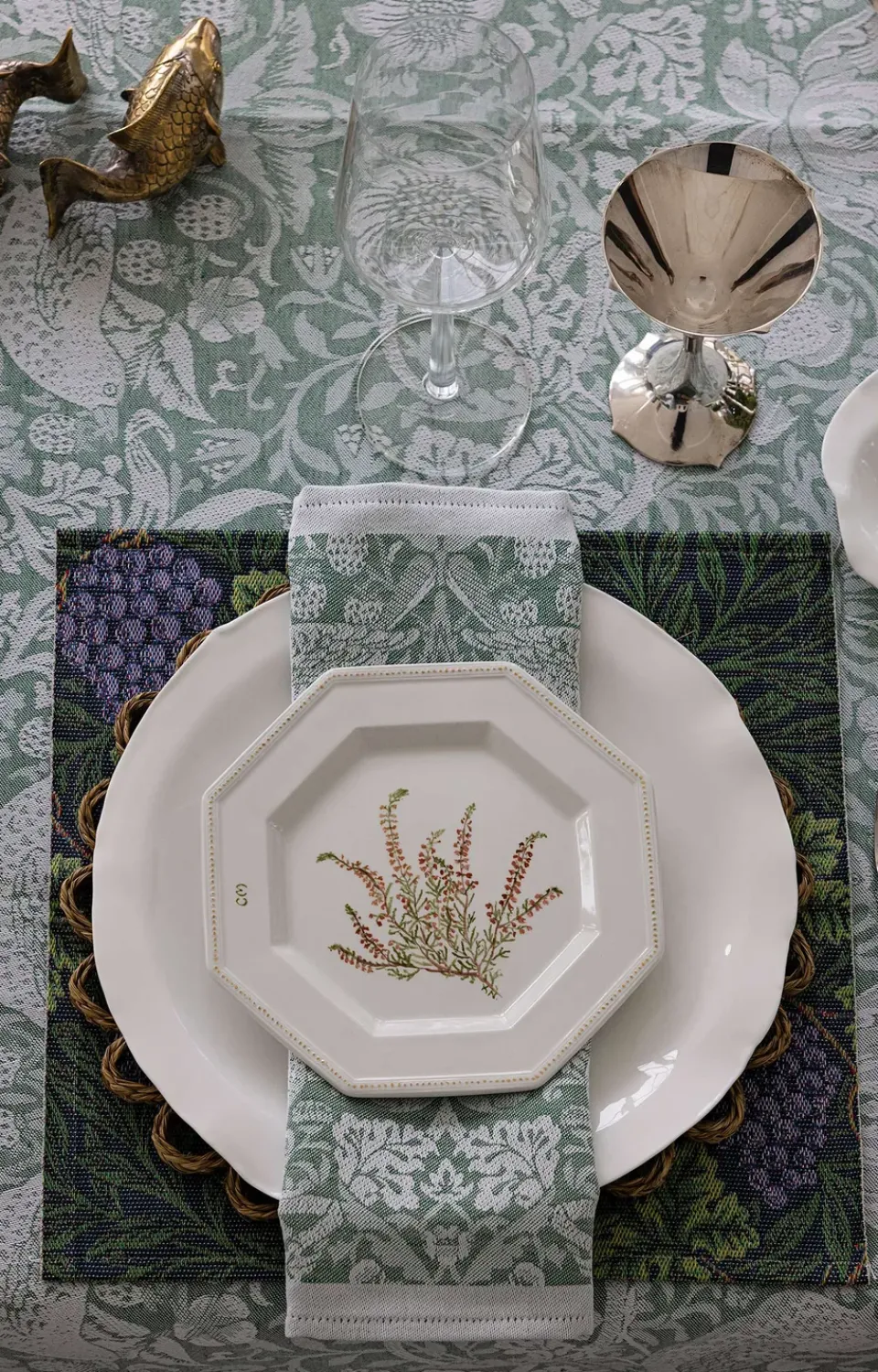 Table Runners^Ekelund Linneväveri Strawberry Thief table runner 50x150 cm, Green