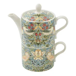 Teapots^Spode Strawberry Thief teapot and teacup, Grey Multi