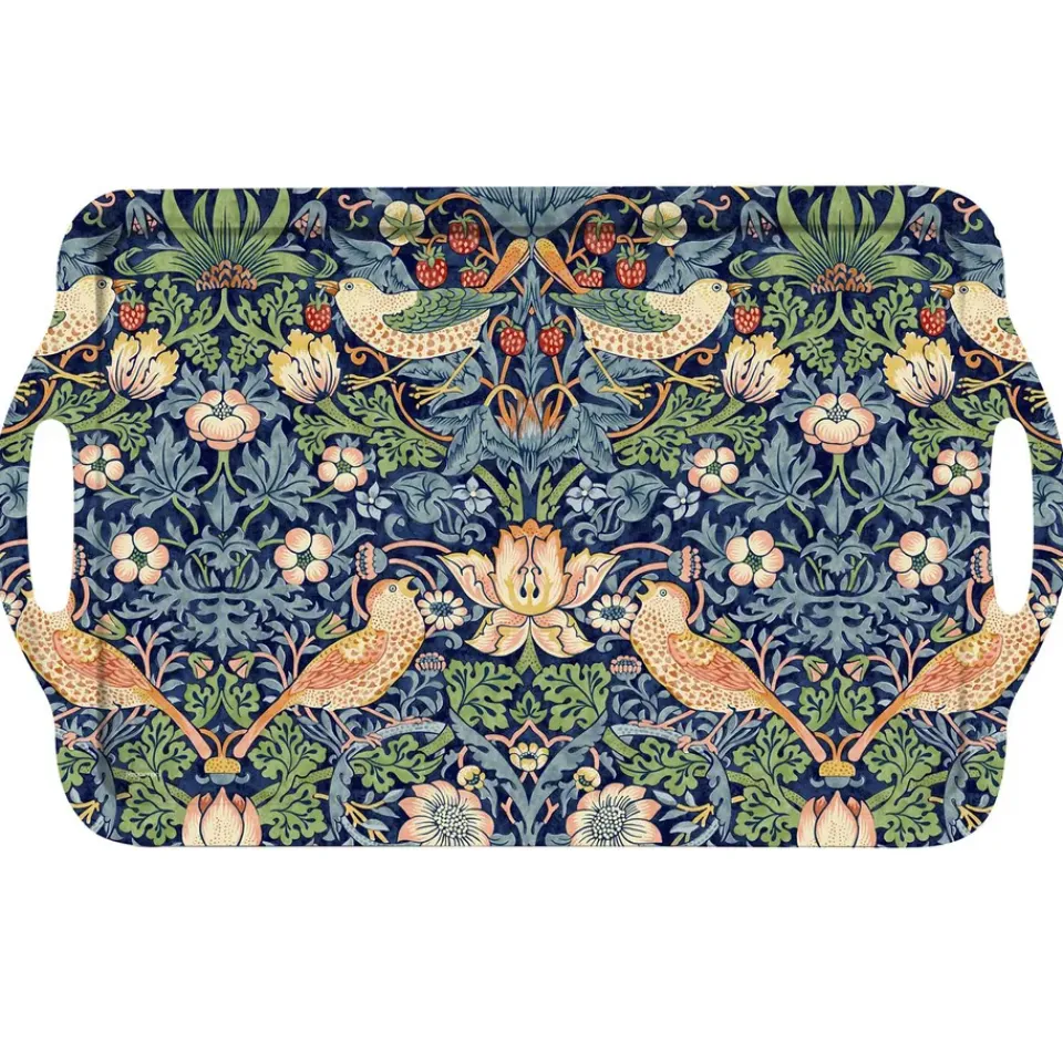 Best Pimpernel Strawberry Thief tray with handle, Blue