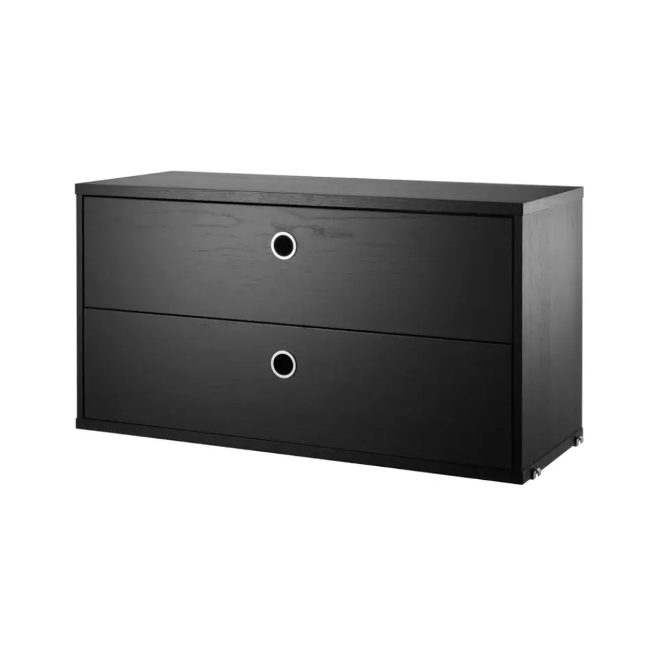 Outlet String cabinet with drawers, stained ash, 78x30 cm Black
