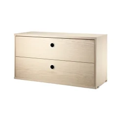 Dressers & Drawer Units|Dressers & Drawer Units^String cabinet with drawers, Ash veneer, 78x30 cm Beige