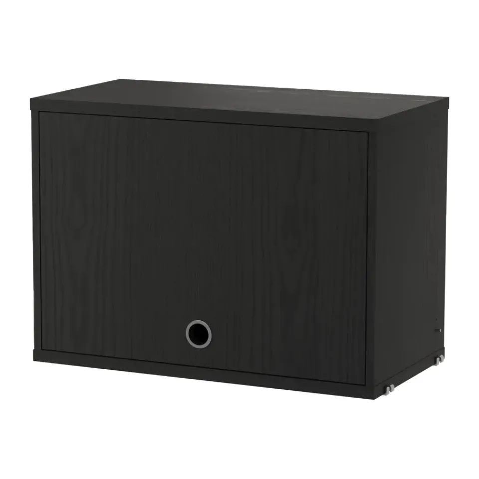 Hot String cabinet with flip door, stained ash, 58x30 cm Black