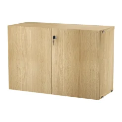 String cabinet with lock, Oak Brown