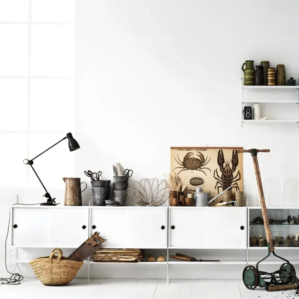 Display & Glass Cabinets|Display & Glass Cabinets^String cabinet with sliding door, Ash stain, 78x20 cm Black