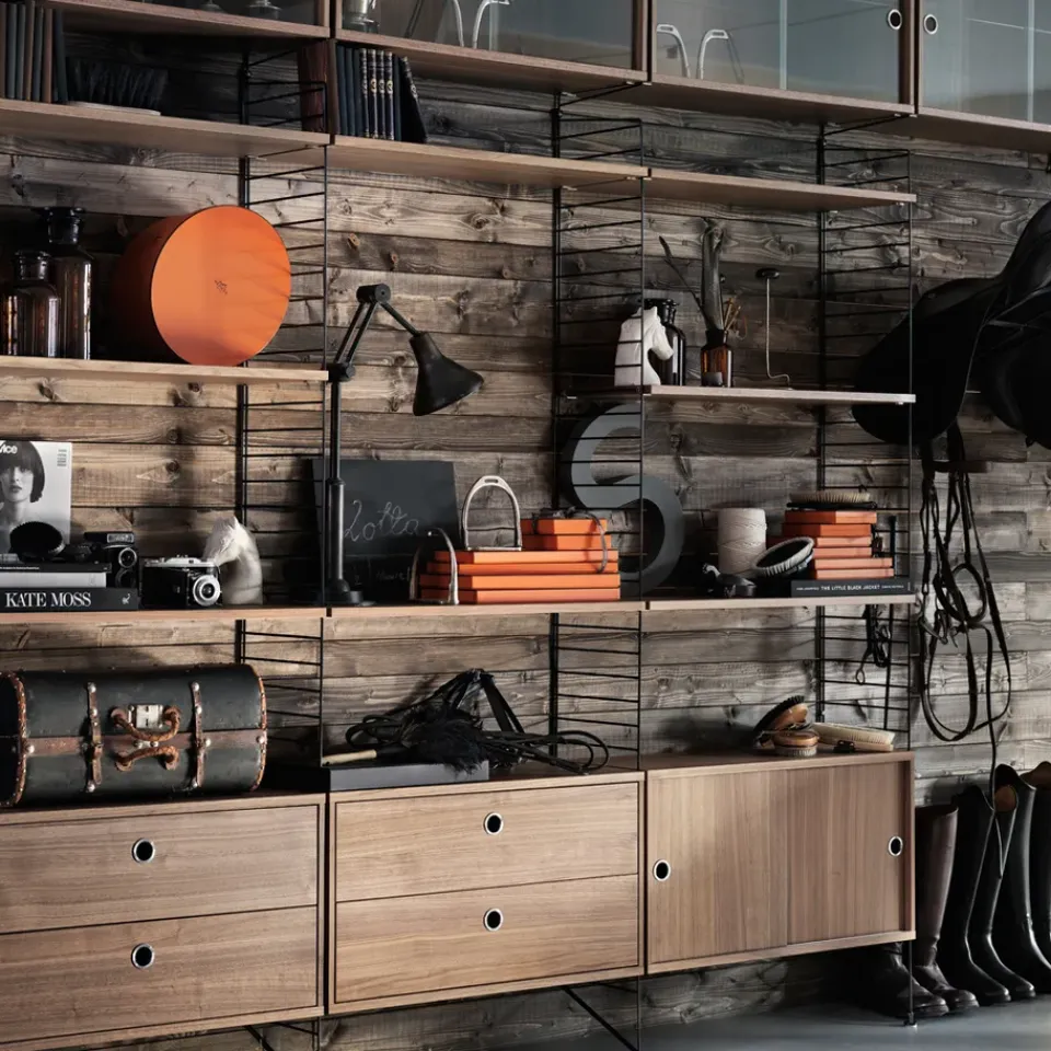 Display & Glass Cabinets|Display & Glass Cabinets^String cabinet with sliding door, Ash stain, 78x20 cm Black