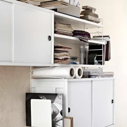 Display & Glass Cabinets|Display & Glass Cabinets^String cabinet with sliding door, Ash stain, 78x20 cm Black